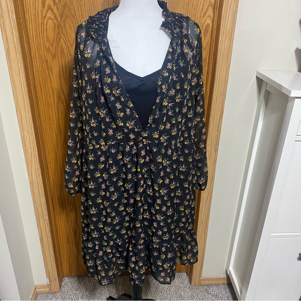 Long sleeve sheer dress with cami dress underneath